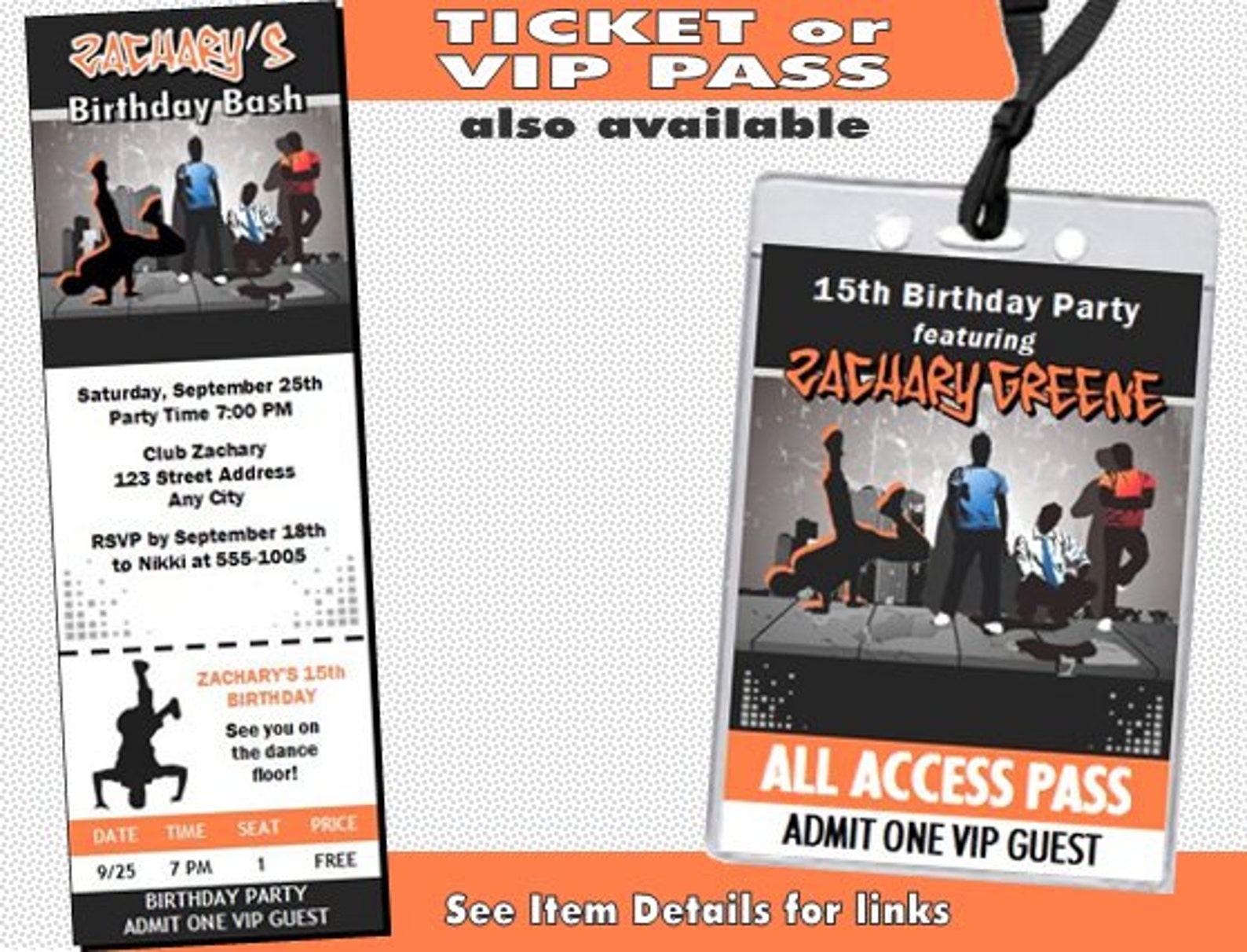 Urban Hip Hop Party Invitation, Printable, Dance Theme, Boy Birthday ...