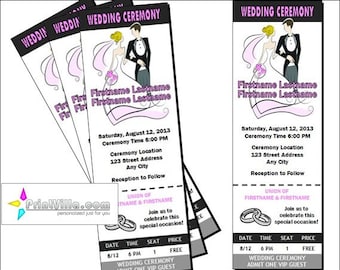 Wedding Ticket Invitations, Set of 12