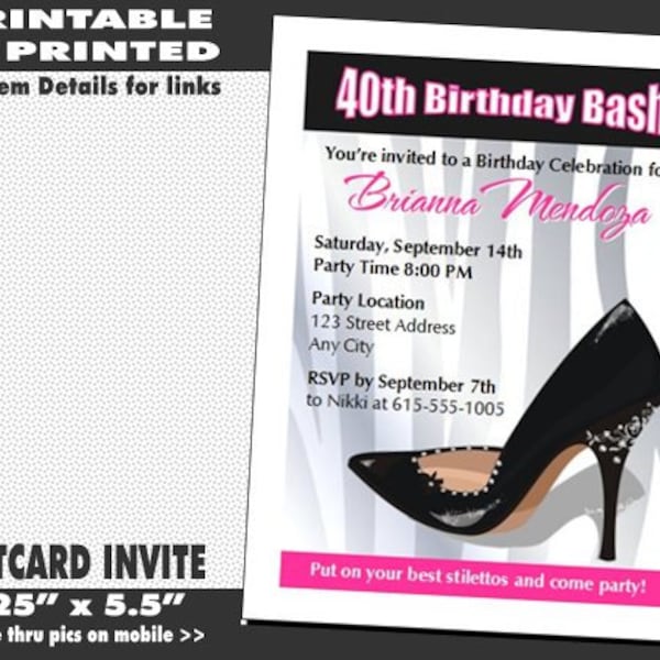 Pink And Black Heels Birthday Invitation Etsy pink-and-black-heels-birthday-invitation-etsy
