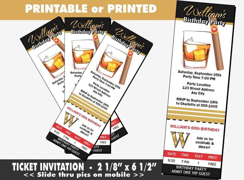The Manhattan Ticket Invitation Printable With Printed Etsy