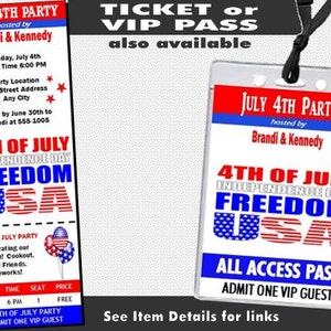 Red White Blue Freedom 4th of July Party Invitation, Printable with Printed Option, July 4th Celebration, Cook-Out, Patriotic Invite image 5