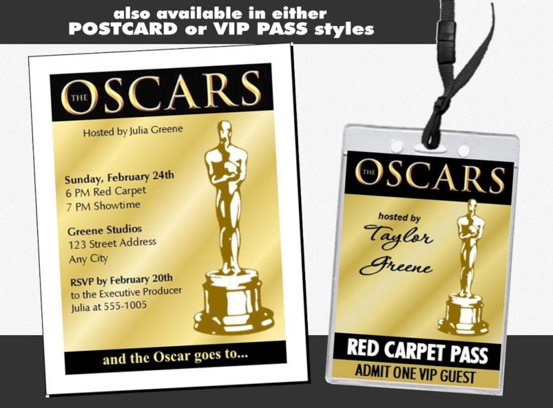 Oscar Awards Party Golden Ticket Invitation Printable With - Etsy