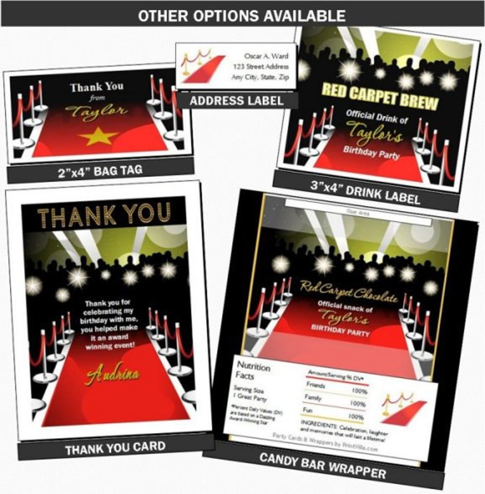 Red Carpet Paparazzi Ticket Invitation Printable With Printed Etsy