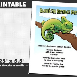Lizard Iguana Invitation, Printable, Boy Birthday Party, Reptile Show Invites, Nature Theme