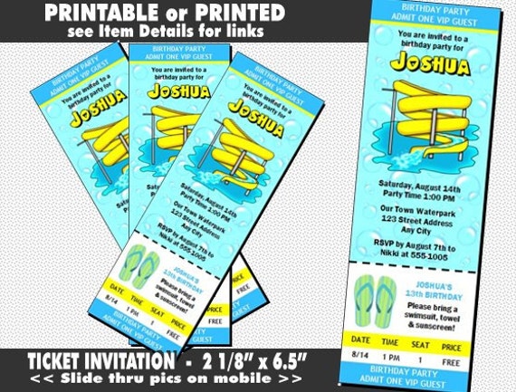 Slip And Slide Pool Party Birthday Invitation In 2020 Pool
