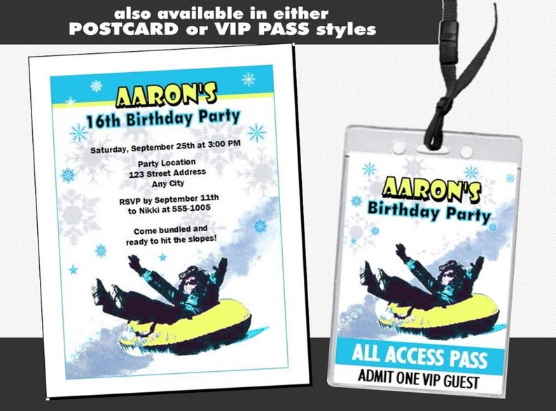 Snow Tubing Ticket Invitation, Printable With Printed Option, Child