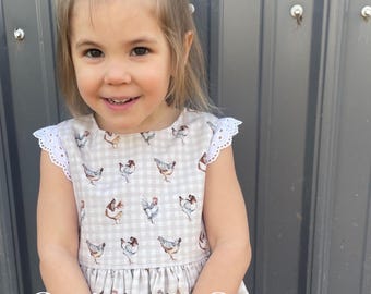toddler chicken dress, dress with pockets