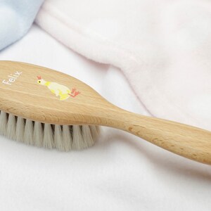 Child's personalised hair brush, hand-painted with duck / duckling design. With gift box.