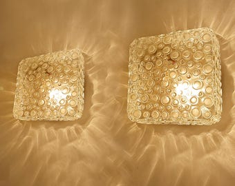 Pair Vintage Bubble Glass Sconces, Mid Century  Fixture Lights