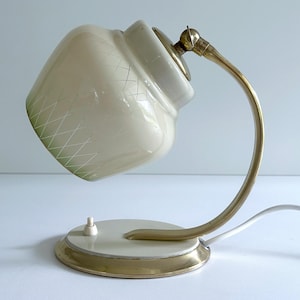 French Art Deco Glass Table Lamp, Vintage Antique Light