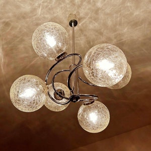 Vintage Sputnik Glass Pendant Light,  Mid Century Fixture Lamp