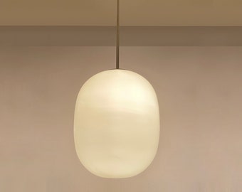 Lampada a sospensione Art Déco, lampadario da soffitto vintage, paralume in vetro, ottone, design retrò