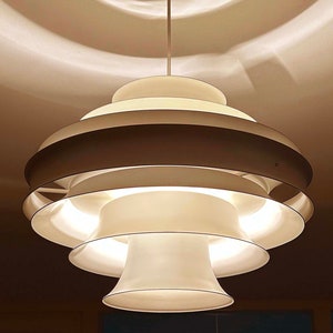 Grote vintage Deense hanglamp, wit, hanglamp uit het midden van de eeuw