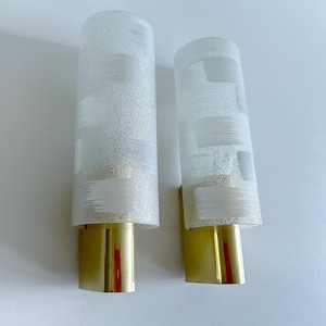 Pair Vintage Glass Sconces, Mid Century  Fixture Lights