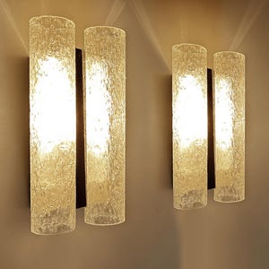 Pair Vintage Doria Glass Sconces, Mid Century Fixtures Wall Lights