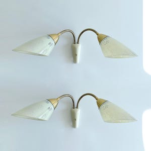 Pair Vintage Glass Sconces, Mid Century  Fixture Lights