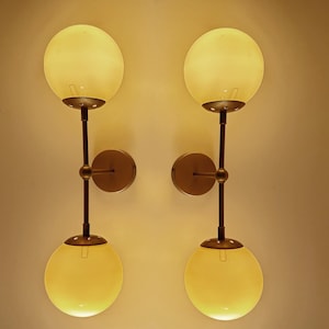 Pair Large Art Deco Glass Shades Sconces