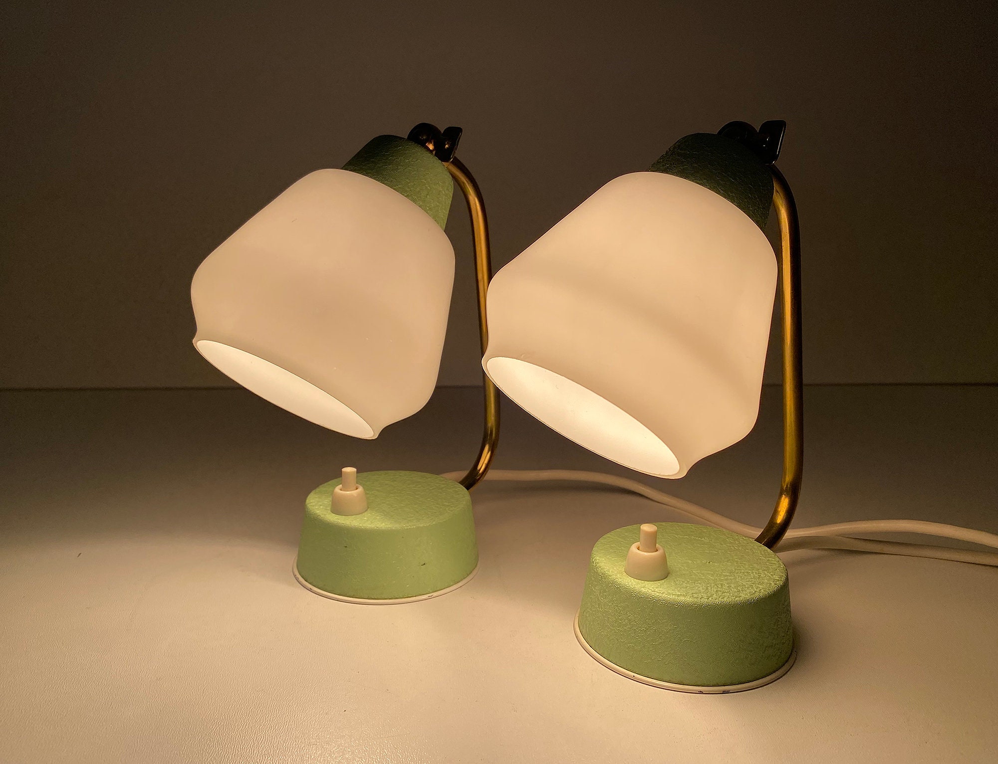Stylish Pair Bedside Lamps Vintage Retro Bedside Table Lamps Etsy