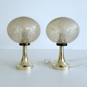 Para lamp stołowych Spage Age, klosz ze szkła vintage w kształcie tulipana, lampki nocne