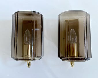 Pair Vintage Limburg Glass Sconces, Mid Century  Fixture Lights