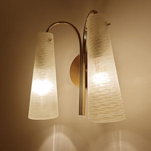 Vintage Italian Glass Sconce, Mid Century  Fixture Light