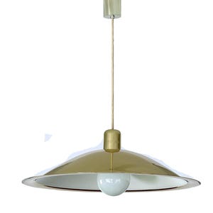Grote Deense glazen hanglamp, messing, hanglamp uit het midden van de eeuw