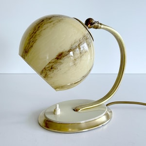 French Art Deco Glass Table Lamp, Antique Light