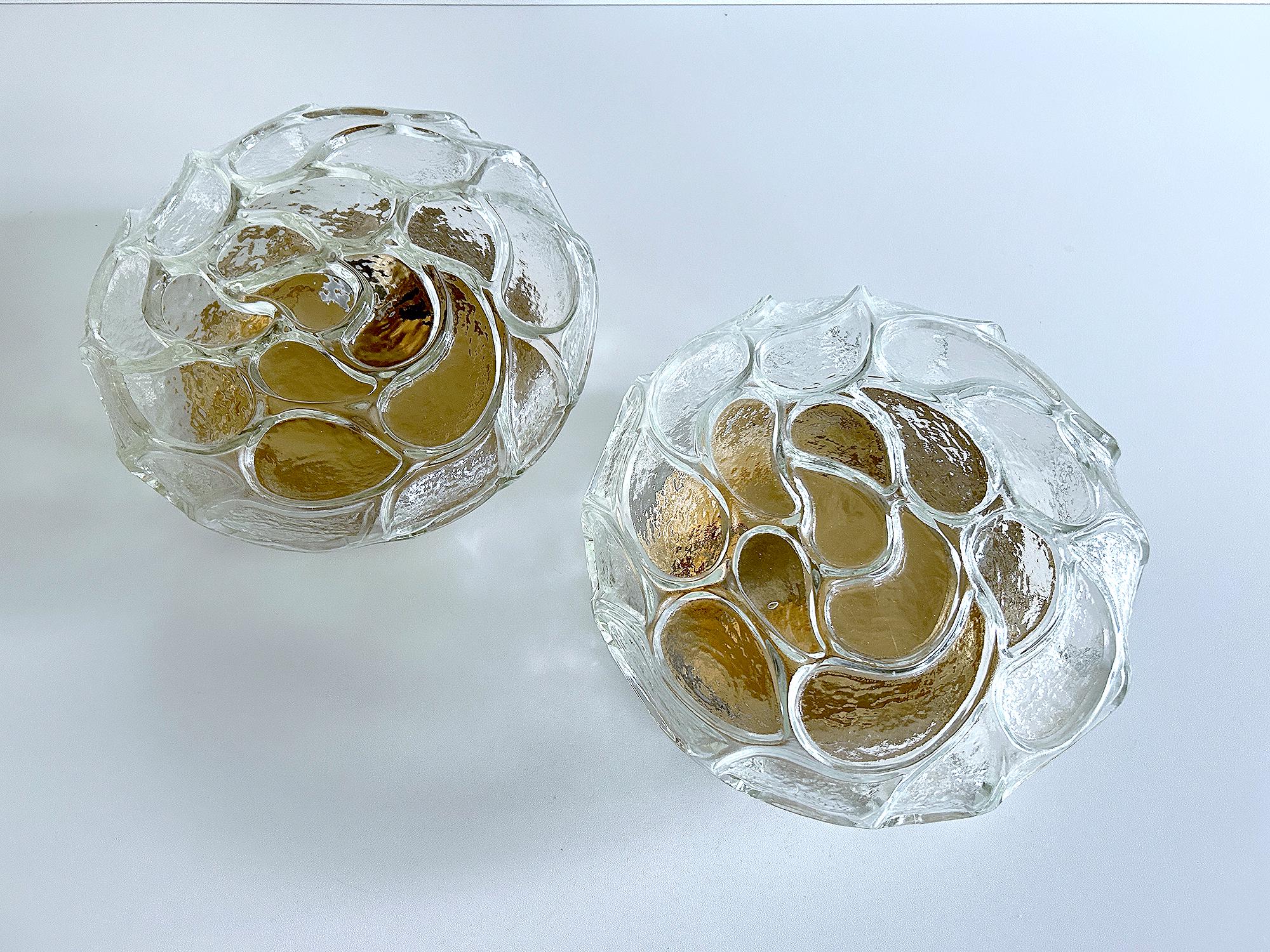 Pair Vintage Glass Sconces, Mid Century  Fixture Lights
