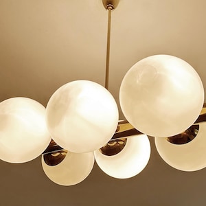Vintage Italian Glass Pendant Light, Brass, Mid Century Fixture Lamp Lighting
