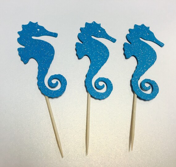 Glitter Seahorse Cupcake Toppers-set of 12 Under the Sea - Etsy