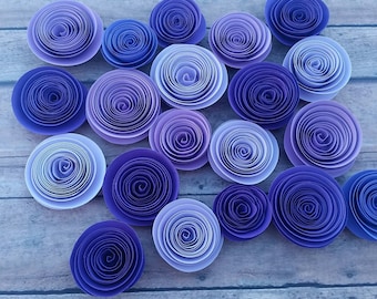 Flores de papel roxas: decorações artesanais para mesa de casamento, conjunto de 20
