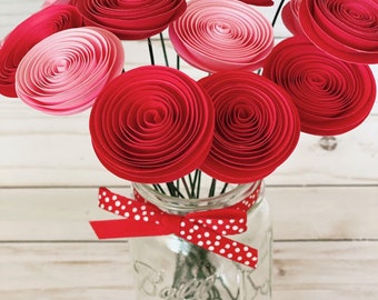 Fiori di San Valentino-Rose rosse-Fiori di carta-Fiori rossi-Fiori di compleanno-Regalo di San Valentino