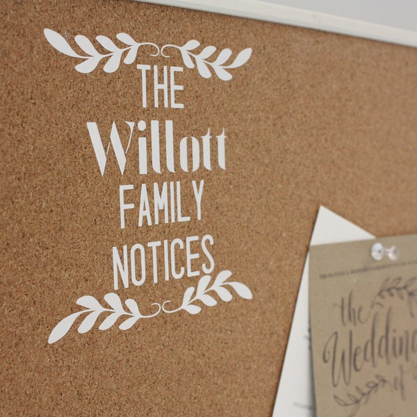 Personalised Family Notice Board Label, Label only, Available in more colours, Vinyl Label