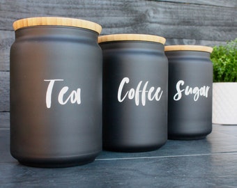 Tea, Coffee, Sugar Storage Jar Labels - Hot Drink Decals - Pantry Labels - Useful Jar Labels, Organised Kitchen, Pantry stickers