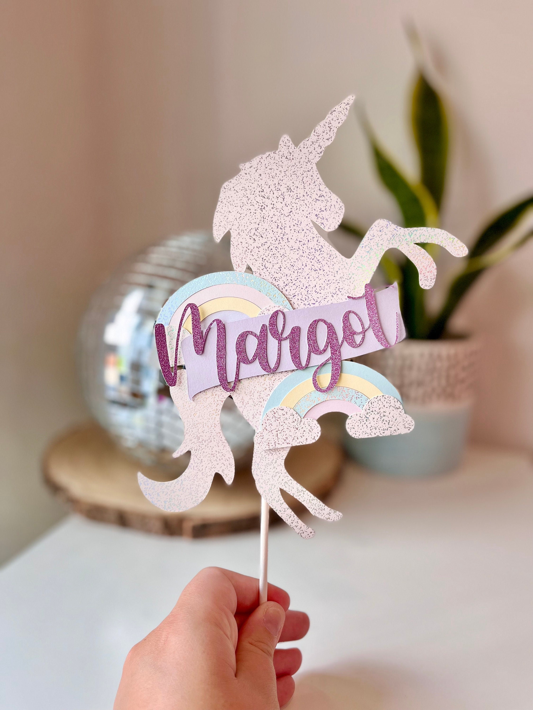 Theme Birthday Supplies Unicorn Number 4 Birthday Candle - 2.83 Inch  Glitter Cake Topper For Theme Parties Number 4 Cake Topper, image size:2250x3000