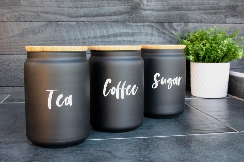 Tea Coffee Sugar Storage Jar Labels Hot Drink Decals Etsy