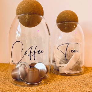 Tea, Coffee, Sugar Storage Jar Labels - Hot Drink Decals - Pantry Labels - Useful Jar Labels, Organised Kitchen, Pantry stickers