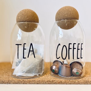 Tea, Coffee, Sugar Storage Jar Labels - Hot Drink Decals - Pantry Labels - Useful Jar Labels, Organised Kitchen, Pantry stickers