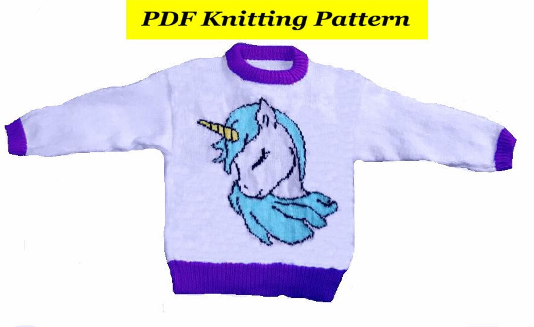 Childrens & Adults Cute Unicorn Jumper / Sweater Knitting Pattern10 PDF