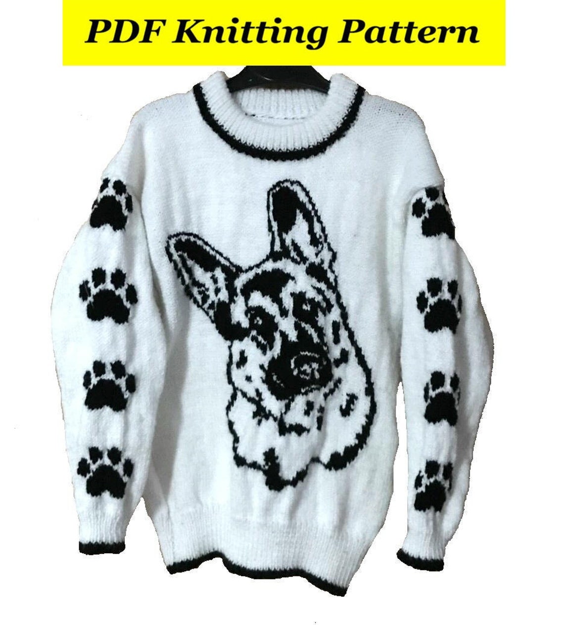 Childrens & Adults German Shepherd Dog Jumper / Sweater Knitting