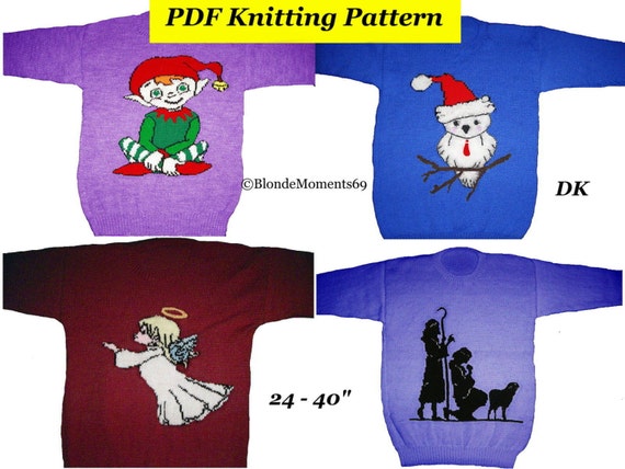Christmas Rudolph Reindeer Jumper Sweater Knitting Pattern #15 Xmas Intarsia