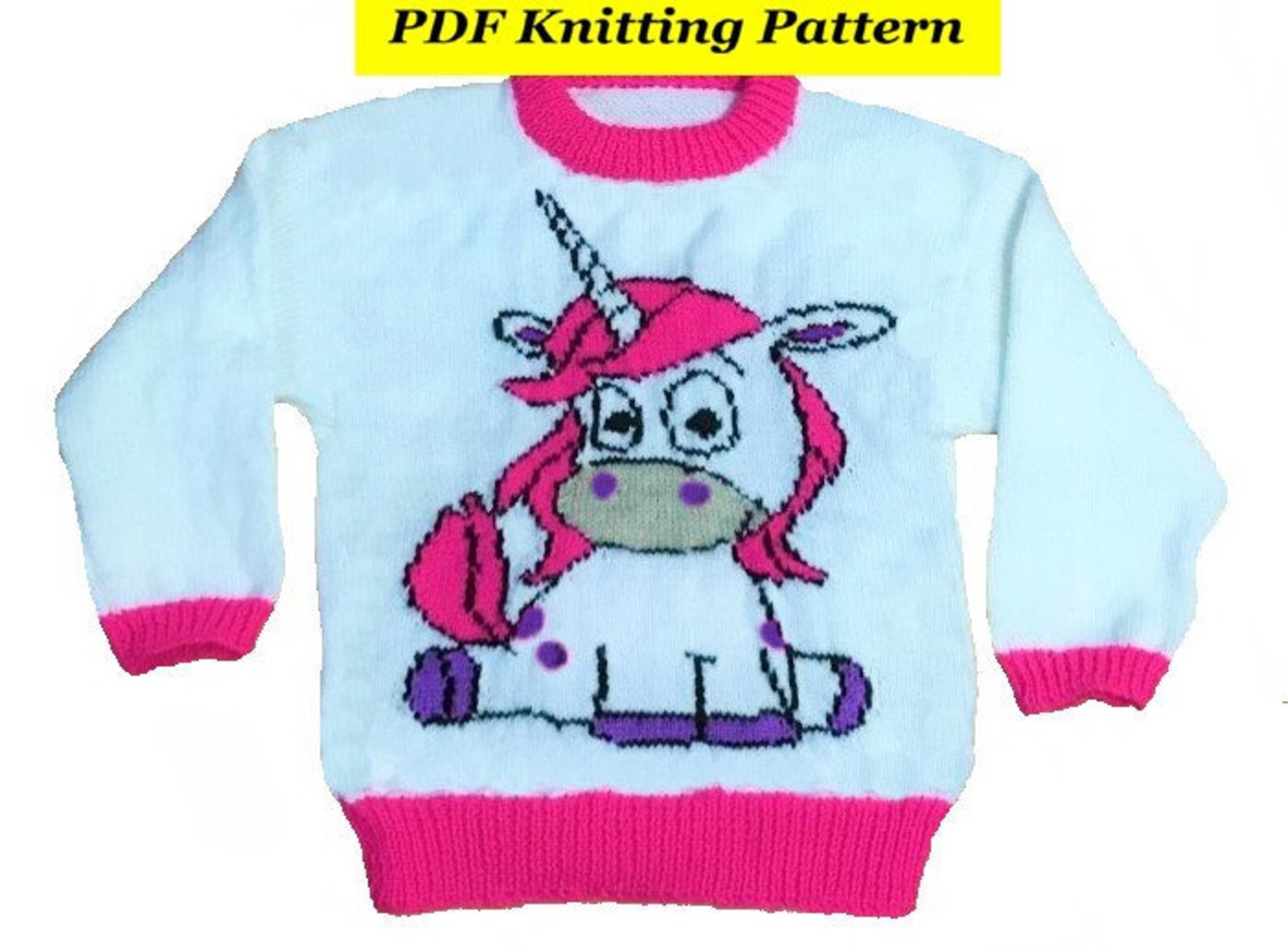 Childrens & Adults Cute Unicorn Jumper / Sweater Knitting Etsy