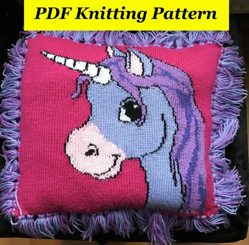Cute Unicorn Cushion / Pillow Knitting Pattern 1 PDF Instant Etsy