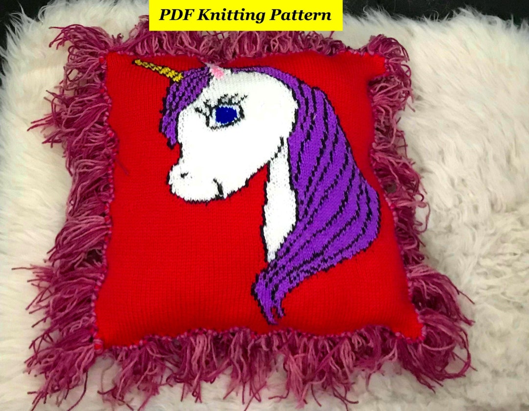 Cute Unicorn Head Cushion / Pillow Knitting Pattern PDF Etsy