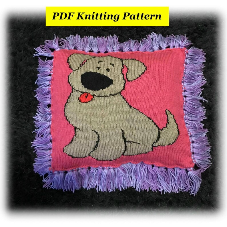 Cute Puppy Dog Cushion / Pillow Knitting Pattern PDF Instant Etsy