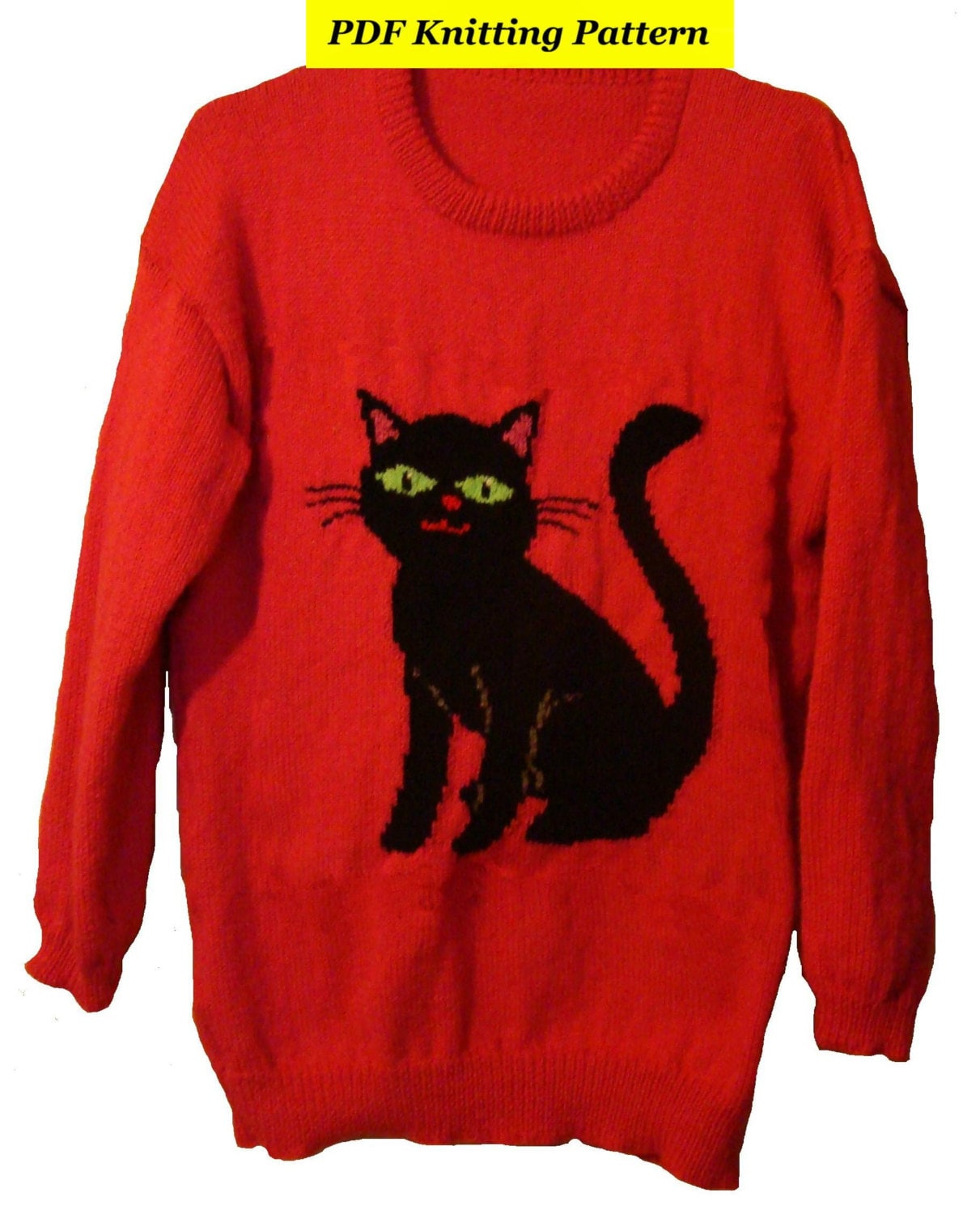 Childrens & Adults Black Cat Jumper / Sweater Knitting Pattern Etsy UK
