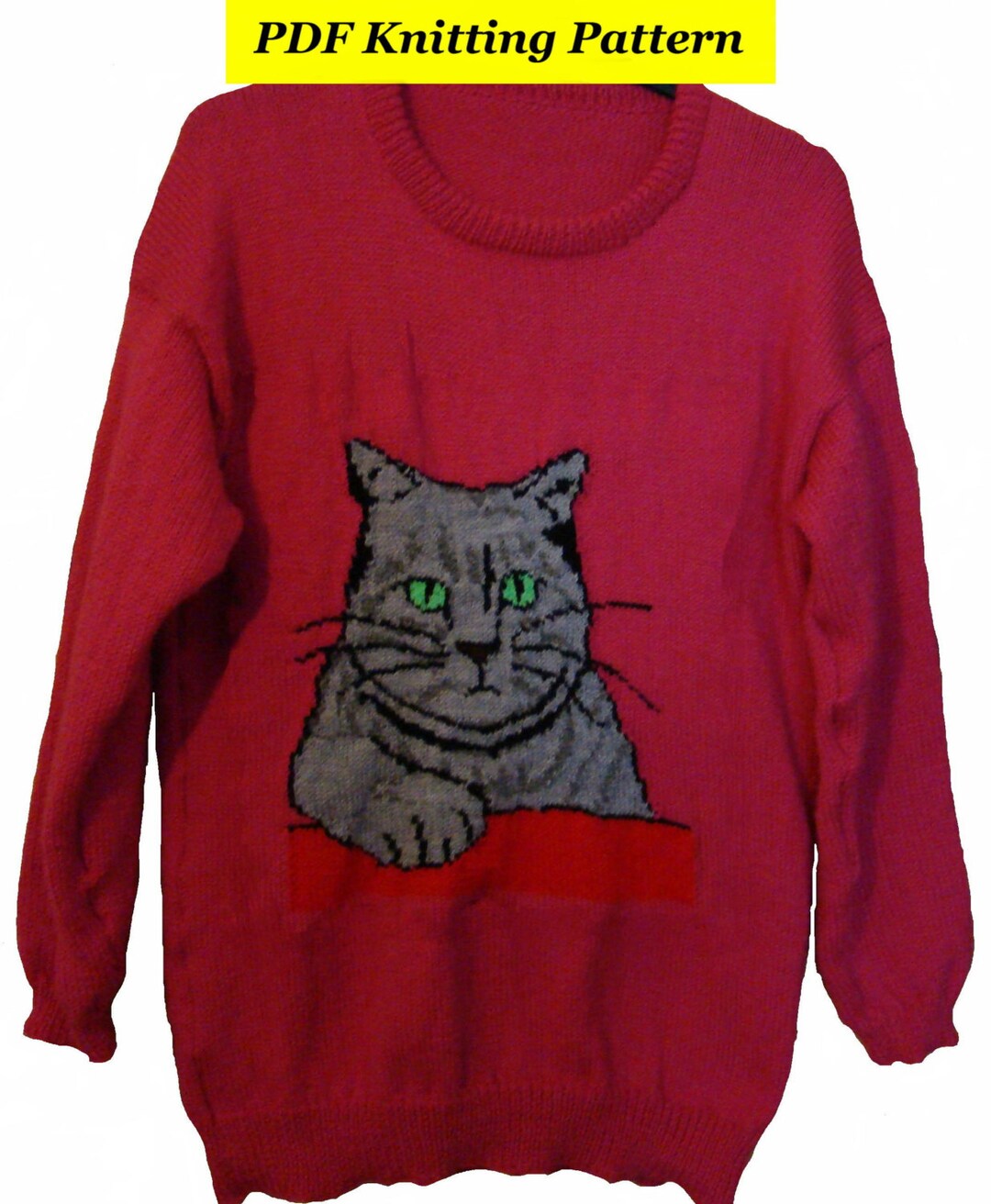 Childrens & Adults Grey Cat Jumper / Sweater Knitting Pattern Etsy UK