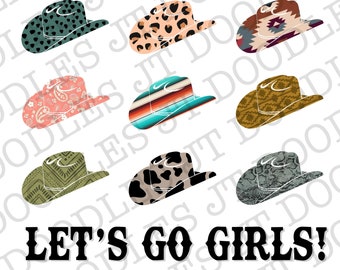 Let’s Go Girls Western Hat Rodeo Cowgirl Sublimation PNG INSTANT DOWNLOAD