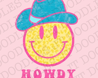 Howdy Cowboy Smiley Face Sublimation PNG INSTANT DOWNLOAD