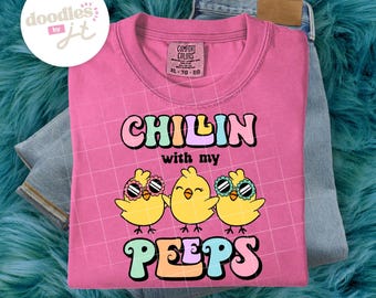 Retro Chillin With My Peeps Easter Sublimation PNG INSTANT DOWNLOAD